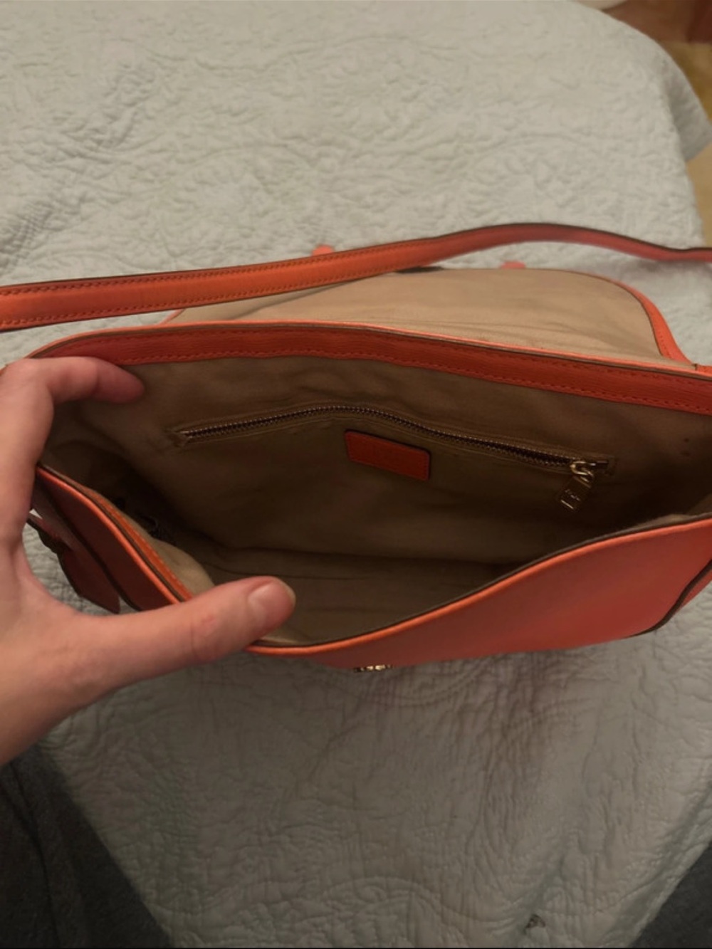 Lauren Ralph Lauren Orange Leather Crossbody with Gold Hardware - Picture 5 of 7